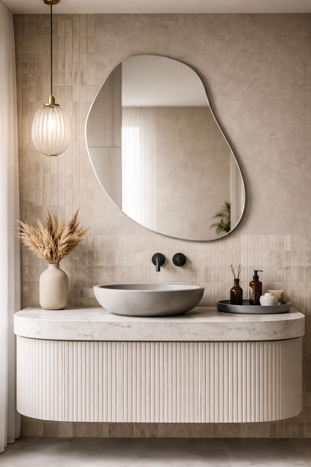 Bean Irregular Mirror Asymmetrical Bathroom Mirror