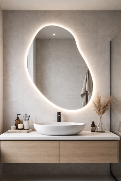 Bean Irregular Mirror Asymmetrical Bathroom Mirror