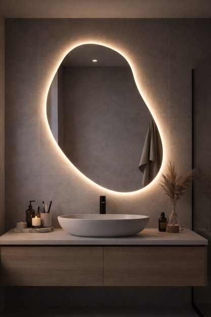 Bean Irregular Mirror Asymmetrical Bathroom Mirror