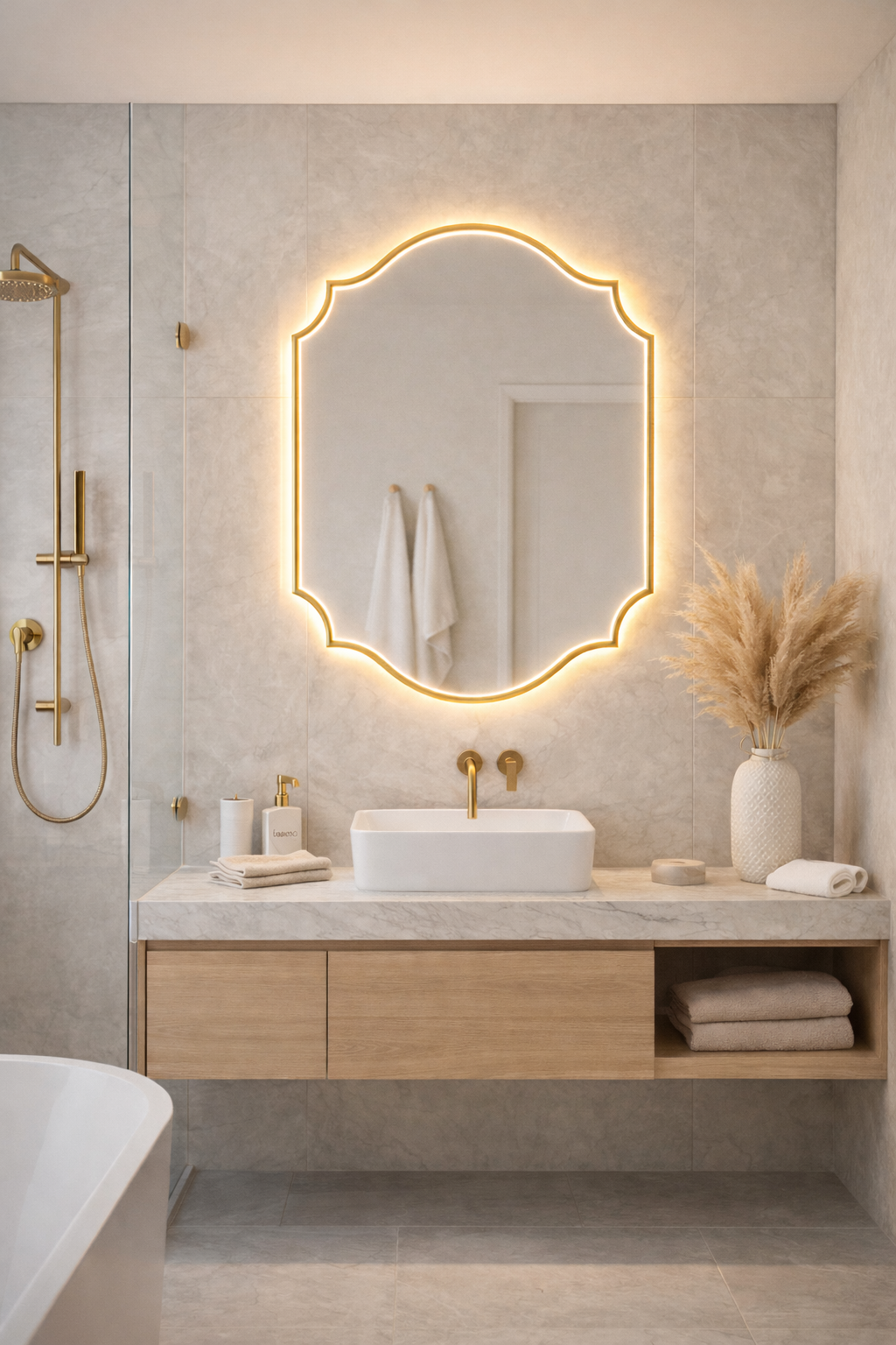 Lefke Asymmetrical Mirror - Handmade Irregular Wall Mirror