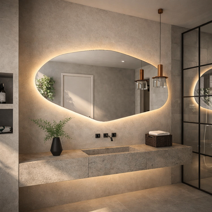 Sile LED Wall Mirror - Irregular Asymmetrical Mirror with LED Backlit Mirror