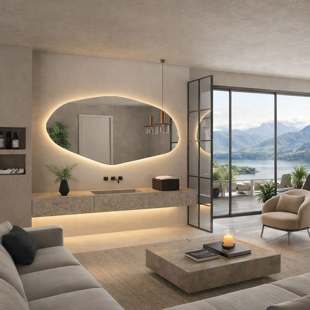 Sile LED Wall Mirror - Irregular Asymmetrical Mirror with LED Backlit Mirror