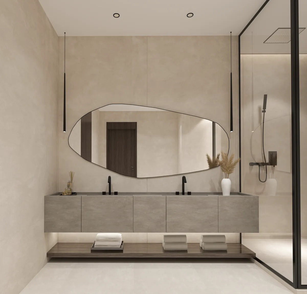 Biga Asymmetrical Irregular Bathroom and Bedroom Wall Mirror