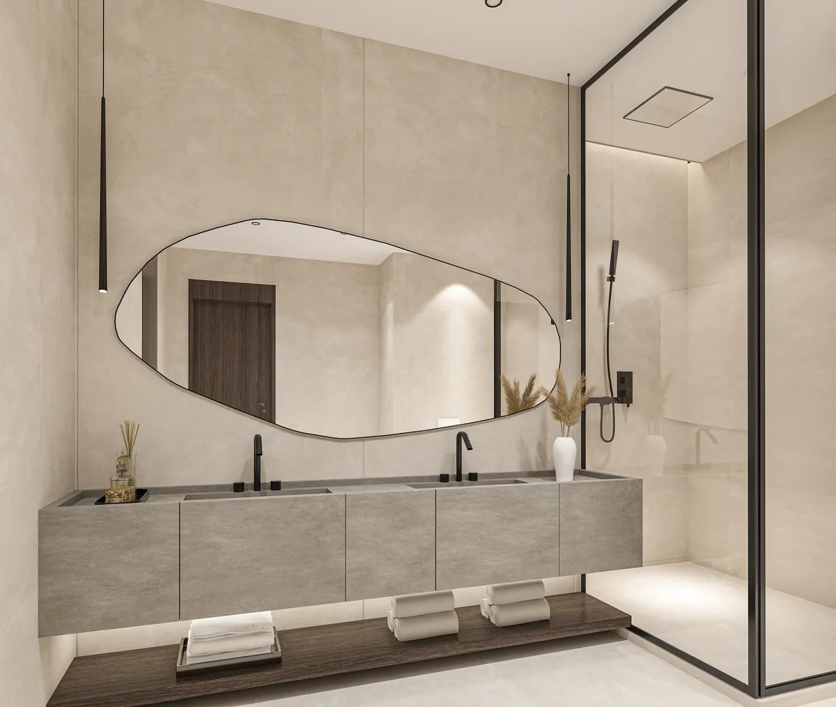 Biga Asymmetrical Irregular Bathroom and Bedroom Wall Mirror